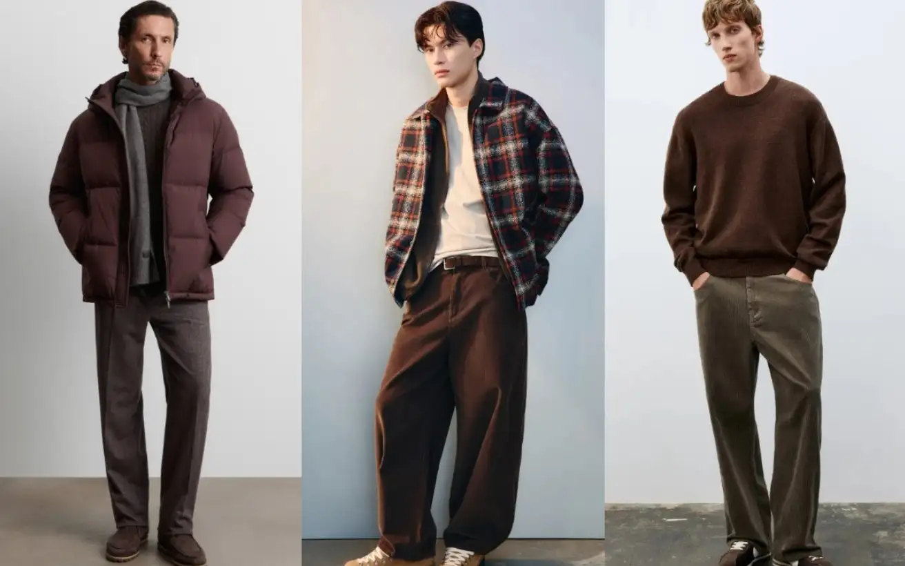 Одежда в коричневых оттенках.