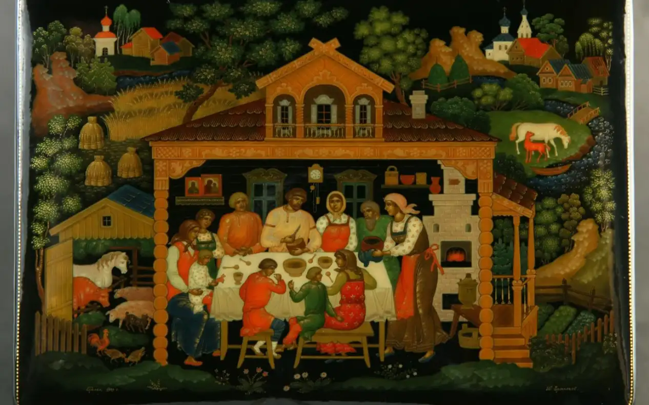 Ларец «Лад» Б.М. Ермолаева. Палех, 1989. Из собрания Всероссийского музея декоративно-прикладного искусства. 