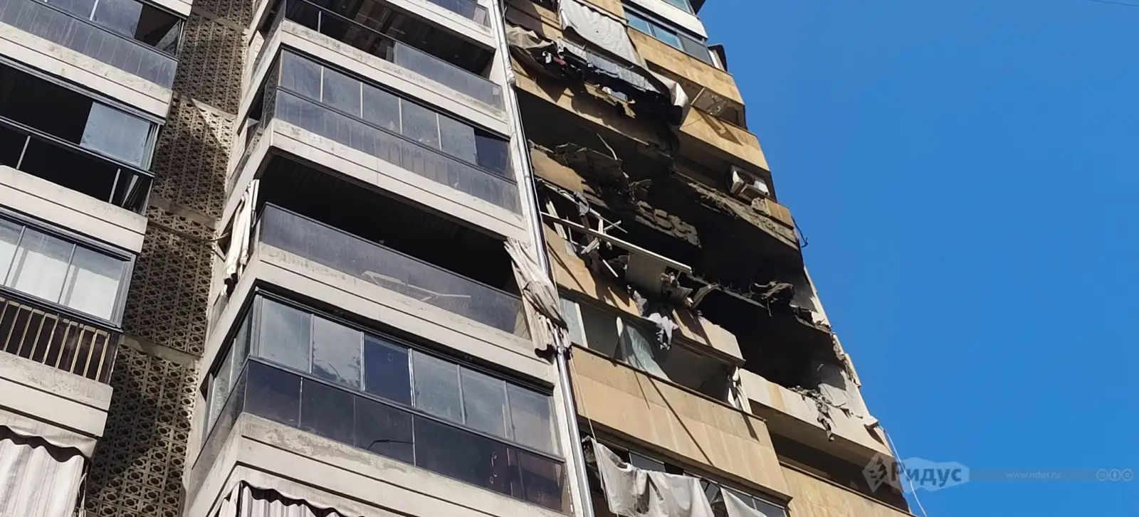 Разрушения от израильских ударов, Бейрут. 