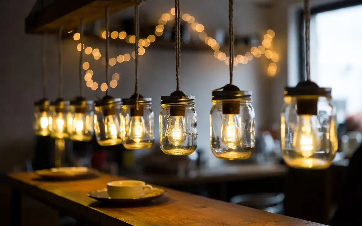 Гирлянда из банок.