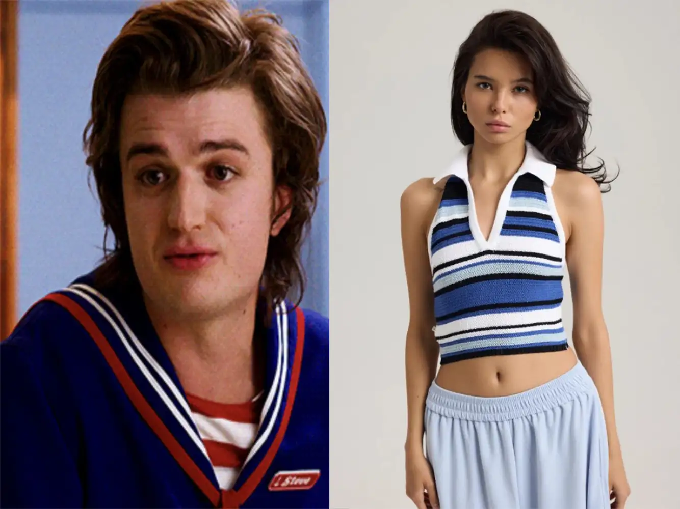 Стив Харрингтон: тельняшка в стиле «ты морячка, я моряк»/Топ Lookonline, 1990 ₽