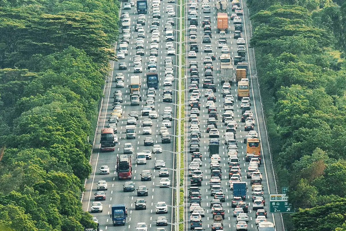 Автомобильный трафик в Китае. 