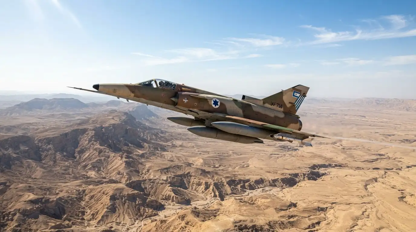 Израильский истребитель Kfir, художественное изображение сгенерировано ИИ.  