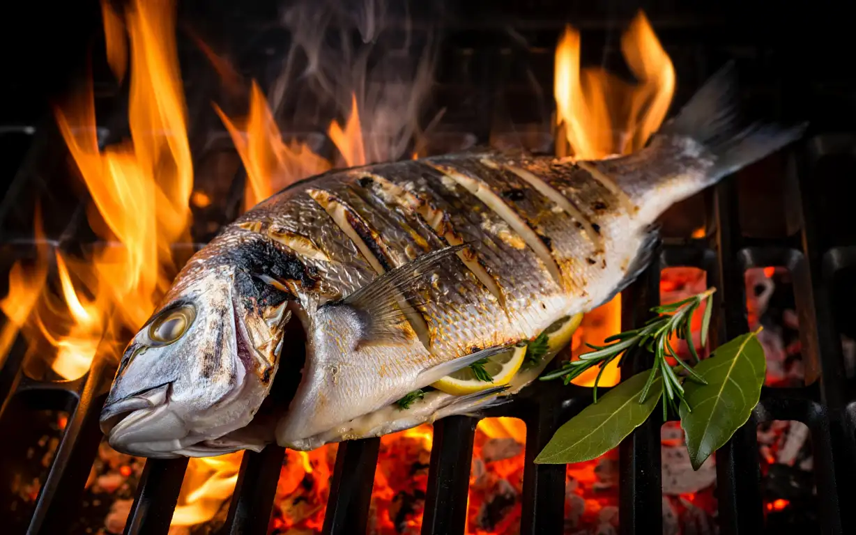 Рыба на гриле.