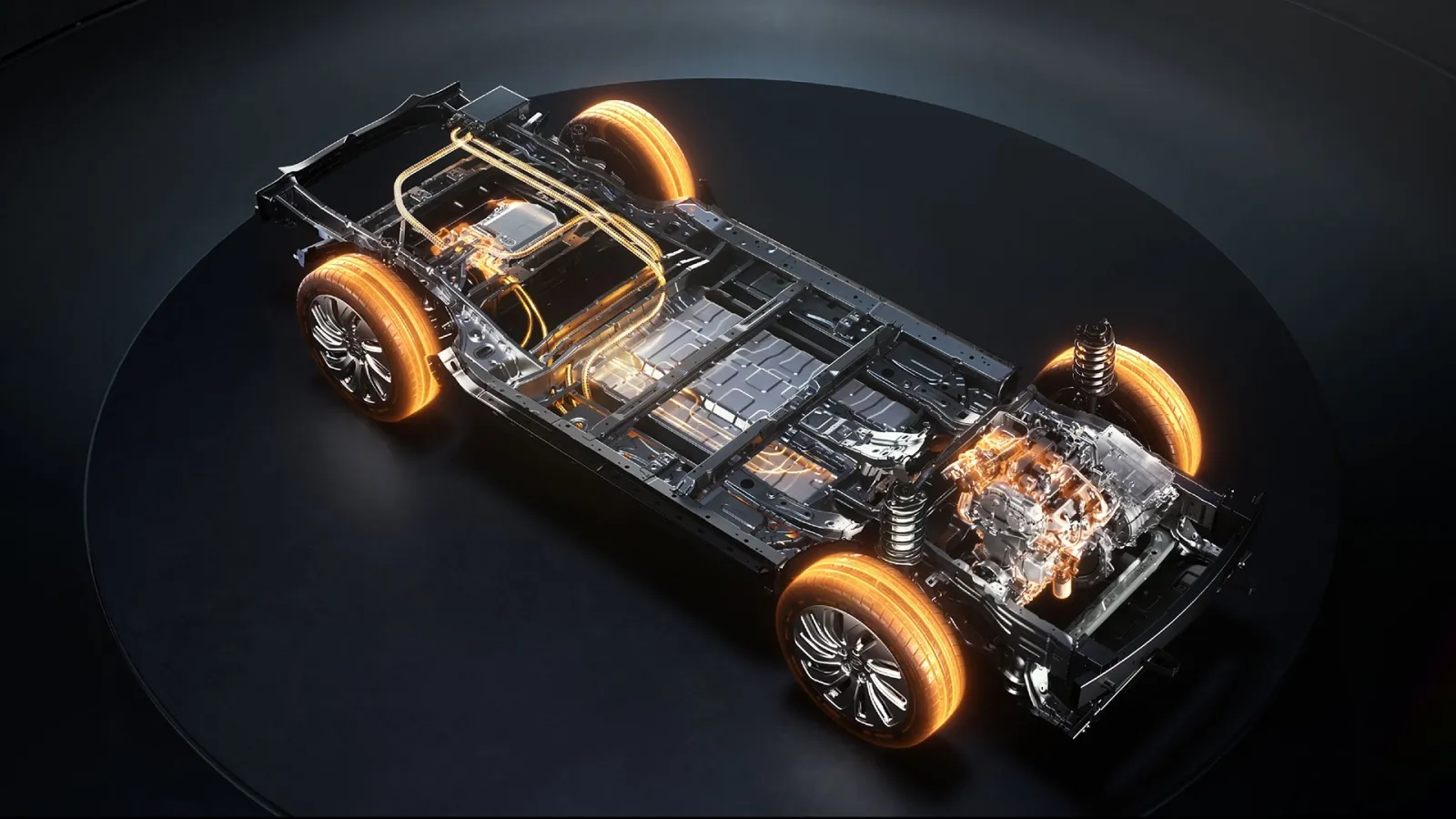 SERES M7, схема расположения силовых агрегатов. 